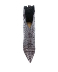 Stivaletti in pelle con stampa serpente grigio scuro di Alexandre Birman