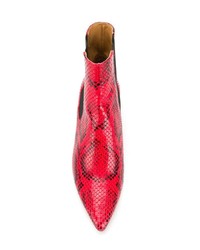 Stivaletti in pelle con stampa serpente rossi di Isabel Marant