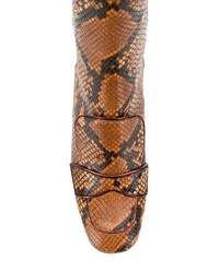 Stivaletti in pelle con stampa serpente terracotta di Rochas