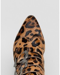 Stivaletti in pelle leopardati marroni di Asos