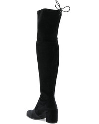 Stivali al ginocchio di velluto neri di Stuart Weitzman
