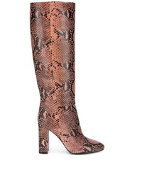 Stivali al ginocchio in pelle con stampa serpente rosa di Twin-Set