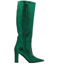 Stivali al ginocchio in pelle con stampa serpente verdi di Marc Ellis