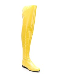 Stivali al ginocchio in pelle gialli di Alberta Ferretti