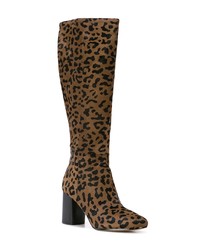 Stivali al ginocchio in pelle leopardati terracotta di Dvf Diane Von Furstenberg