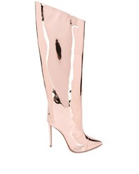 Stivali al ginocchio in pelle rosa di Alexandre Vauthier