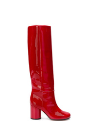 Stivali al ginocchio in pelle rossi di Maison Margiela