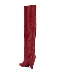 Stivali al ginocchio in pelle rossi di Saint Laurent