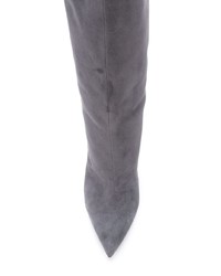 Stivali al ginocchio in pelle scamosciata grigi di Nicholas Kirkwood