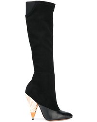 Stivali al ginocchio in pelle scamosciata neri di Givenchy