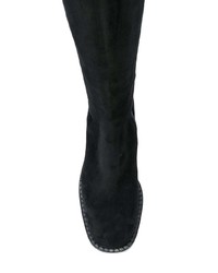 Stivali al ginocchio in pelle scamosciata neri di Giorgio Armani