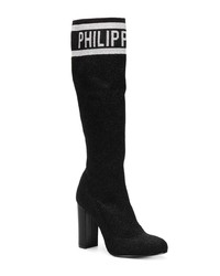 Stivali al ginocchio in pelle scamosciata neri di Philipp Plein