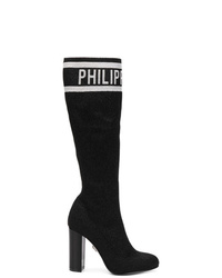 Stivali al ginocchio in pelle scamosciata neri di Philipp Plein