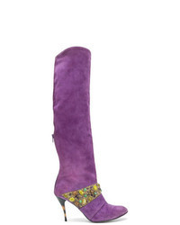 Stivali al ginocchio viola melanzana