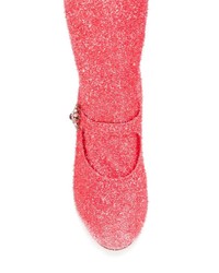 Stivali al polpaccio in pelle fucsia di Dolce & Gabbana