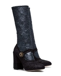 Stivali al polpaccio in pelle neri di Dolce & Gabbana