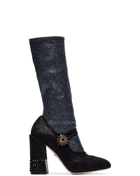 Stivali al polpaccio in pelle neri di Dolce & Gabbana