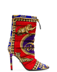 Stivali al polpaccio in pelle scamosciata multicolori di Versace