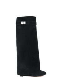 Stivali al polpaccio in pelle scamosciata neri di Givenchy