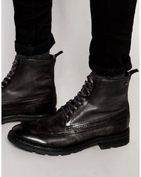 Stivali casual in pelle grigio scuro di Base London