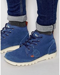 Stivali casual in pelle scamosciata blu di Kickers