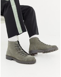 Stivali casual in pelle scamosciata grigi di ASOS DESIGN