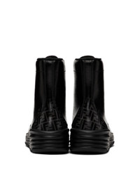 Stivali casual in pelle stampati neri di Fendi