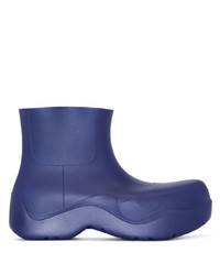 Stivali chelsea di gomma blu scuro di Bottega Veneta