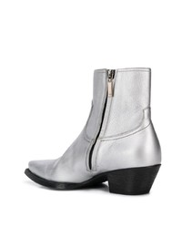 Stivali chelsea in pelle argento di Saint Laurent