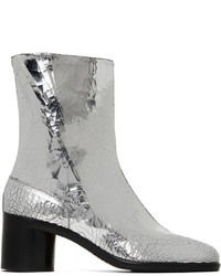 Stivali chelsea in pelle argento di Maison Margiela