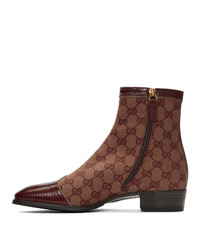 Stivali chelsea in pelle bordeaux di Gucci