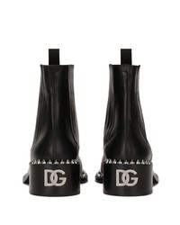 Stivali chelsea in pelle con borchie neri di Dolce & Gabbana