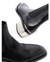 Stivali chelsea in pelle con stampa serpente neri di Alexander McQueen