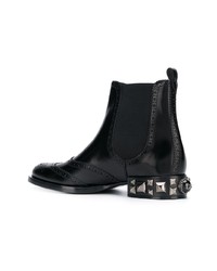 Stivali chelsea in pelle decorati neri di Dolce & Gabbana