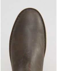 Stivali chelsea in pelle grigio scuro di Asos