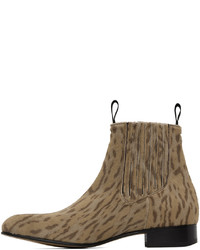 Stivali chelsea in pelle leopardati marroni di Tom Ford