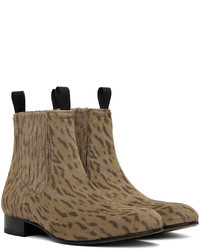 Stivali chelsea in pelle leopardati marroni di Tom Ford