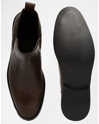 Stivali chelsea in pelle marrone scuro di Asos