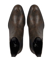 Stivali chelsea in pelle marrone scuro di Giuseppe Zanotti