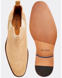 Stivali chelsea in pelle scamosciata beige di Aldo