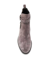 Stivali chelsea in pelle scamosciata grigi di Salvatore Ferragamo