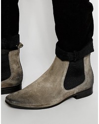 Stivali chelsea in pelle scamosciata grigi di Asos
