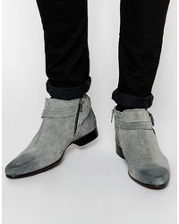 Stivali chelsea in pelle scamosciata grigi di Asos