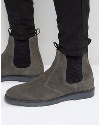 Stivali chelsea in pelle scamosciata grigio scuro di Asos