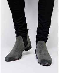Stivali chelsea in pelle scamosciata grigio scuro di Asos
