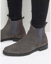 Stivali chelsea in pelle scamosciata grigio scuro di Zign Shoes