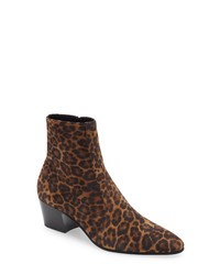 Stivali chelsea in pelle scamosciata leopardati marrone scuro