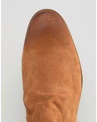 Stivali chelsea in pelle scamosciata marrone chiaro di Asos