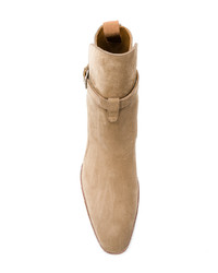 Stivali chelsea in pelle scamosciata marrone chiaro di Saint Laurent