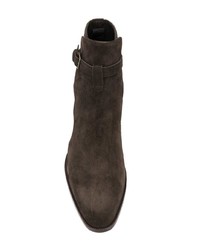 Stivali chelsea in pelle scamosciata marrone scuro di Saint Laurent